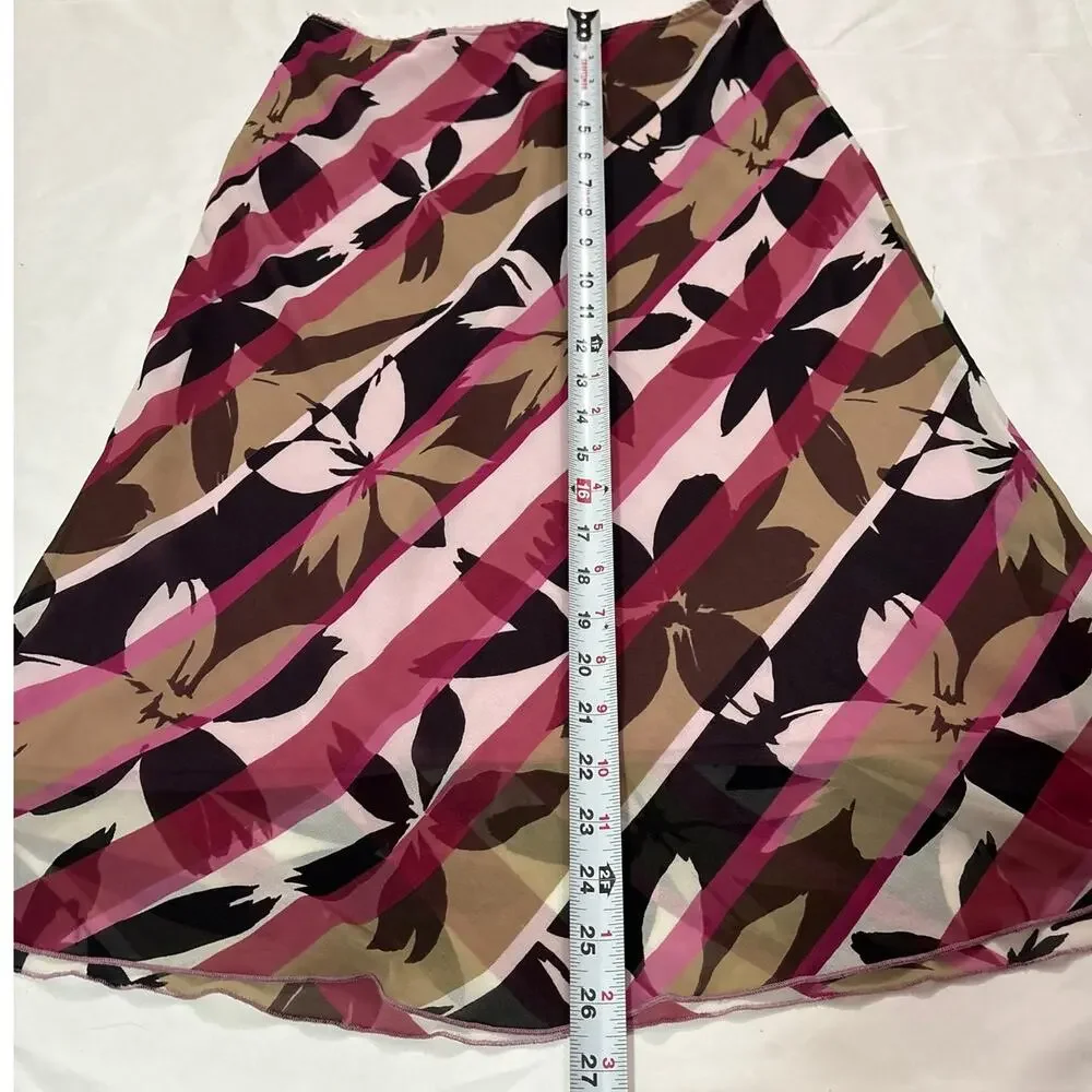 Mandee Vintage 90s Womens Medium Floral Tropical Midi Skirt Girly Dainty Fairy